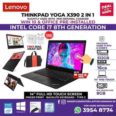 LENOVO i7 8th Gen 16GB Ram 512GB SSD 14” FHD TOUCH YOGA Tablet +Laptop