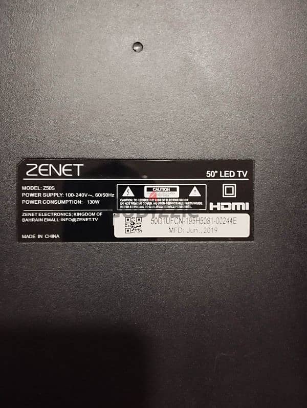 50"  ZENET TV FOR SALE 45BD 1