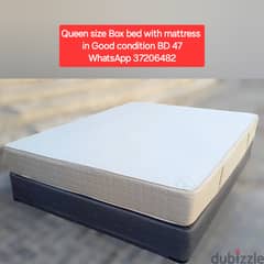 Queen size box bedd witj mattress and other items for sale wd Delivery 0