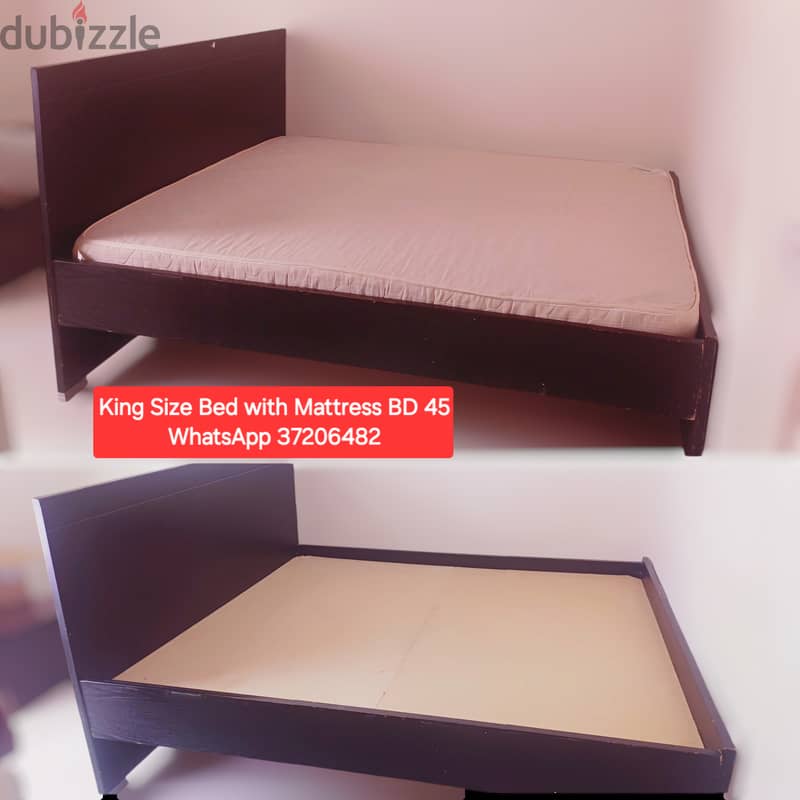 Queen size box bedd witj mattress and other items for sale wd Delivery 11