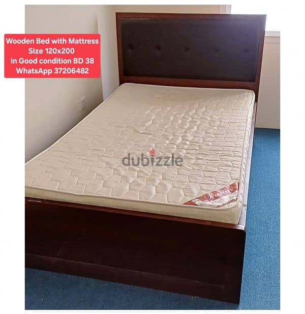 Single wooden bed with good quality mattress and other items for sale 3