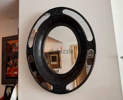 Luxurious large Black Oval wood Mirror