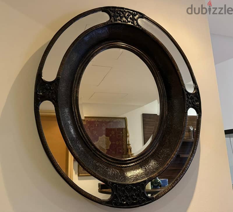 Luxurious large Black Oval wood Mirror 5