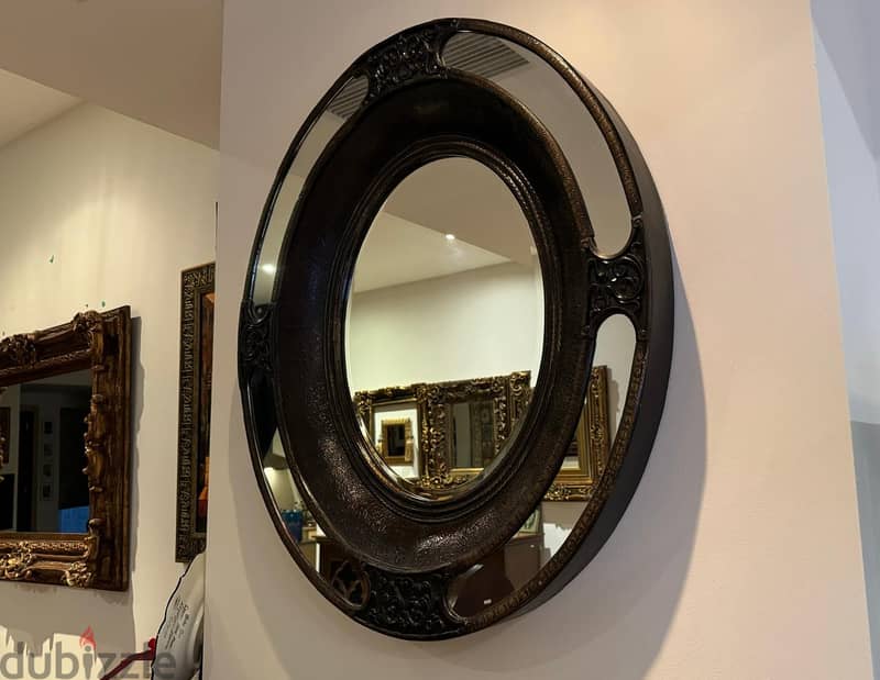 Luxurious large Black Oval wood Mirror 6