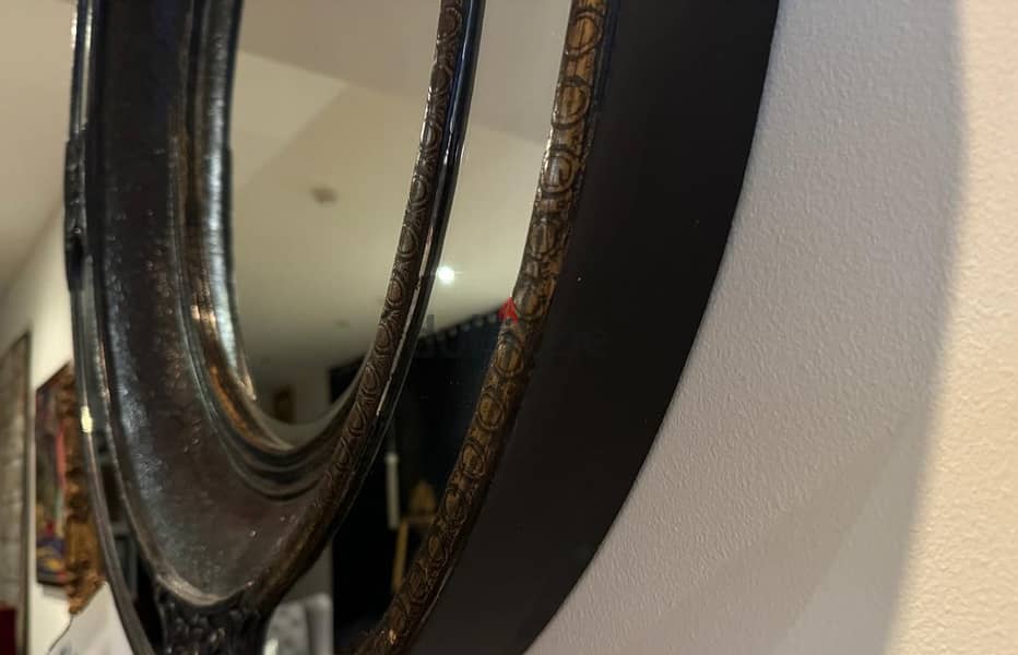 Luxurious large Black Oval wood Mirror 7