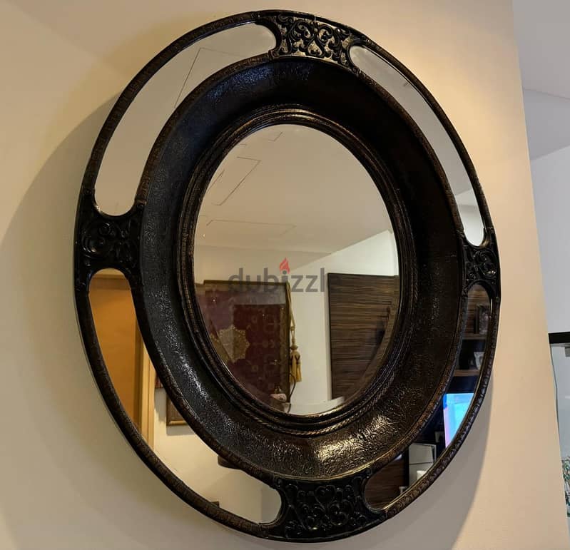 Luxurious large Black Oval wood Mirror 11