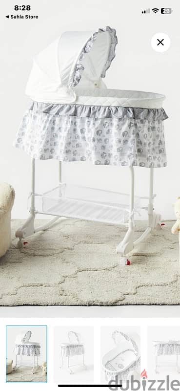 juniors Rudy Sheep Print Bassinet with Canopy 2