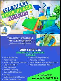 Villa cleaning service available monthly basis ( male cleaner) 0