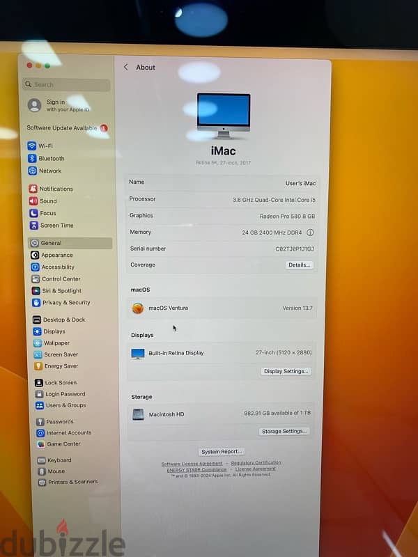 Used I mac 27inch 5K Display 2