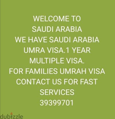 Welcome to Saudi Arabia. 1 year visit visa available