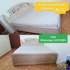 King size bed, 2 and 3 Door cupboard, chair, table, door mat 0