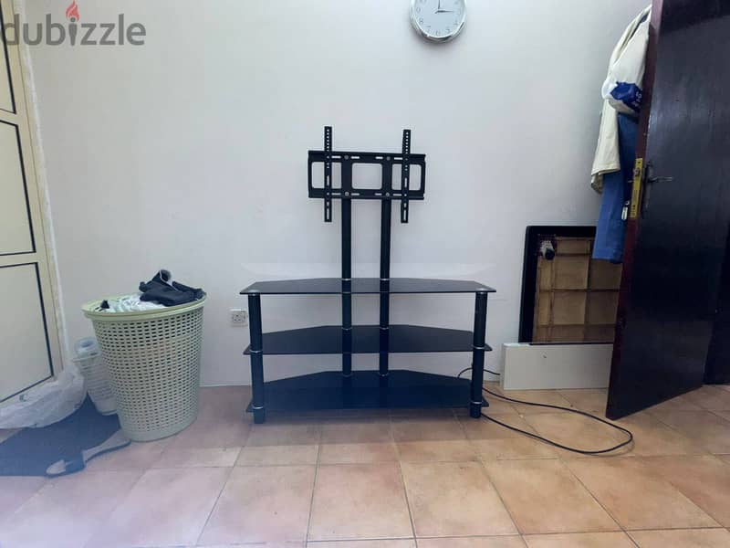 TV Stand with Tempered Glass and Iron 0