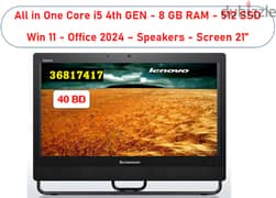 ALL in ONE PC LENOVO i5 4th GEN /8 GB RAM /512 SSD/Speakers/Wifi 0