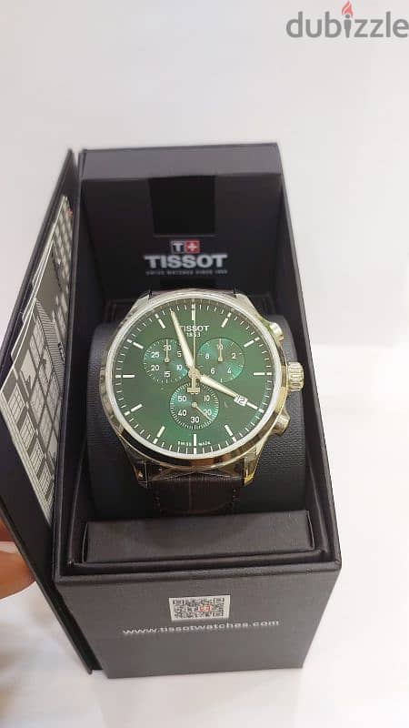 Tissot Chrono XL Classic Green Dial & brown leather strap 3