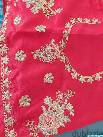 ladies  gold &  red set with blouse & dupatta semistitched  gold work5