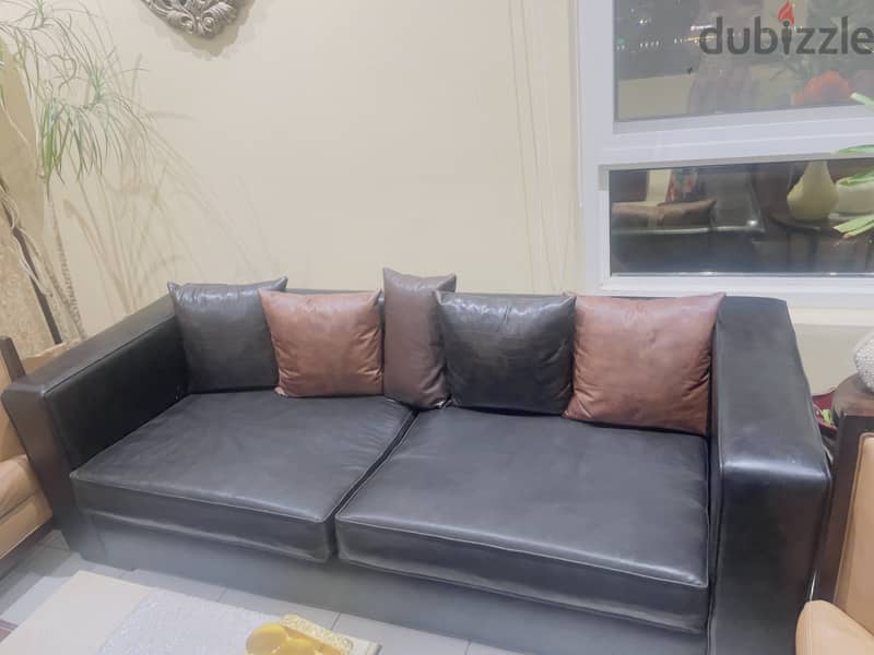 Leather couch with leather cushions for sale 0