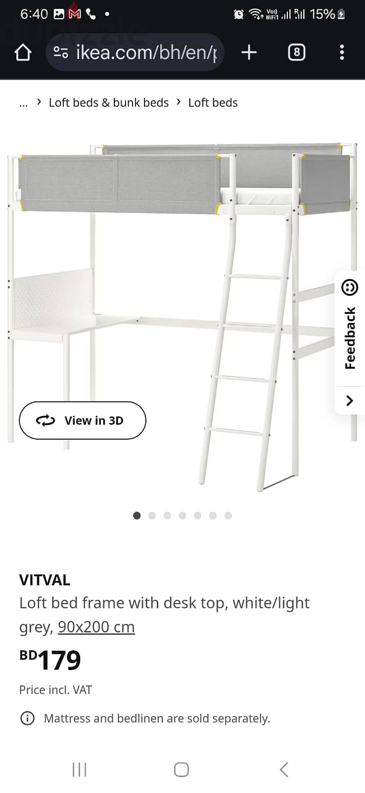 IKEA Vitval Loft Bed – Excellent Condition, 75 BHD (Negotiable) 3