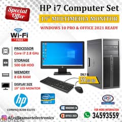 HP Core i7 Computer Set (FREE WIFI + AMD Graphic Card) 8GB Ram + 500GB 0