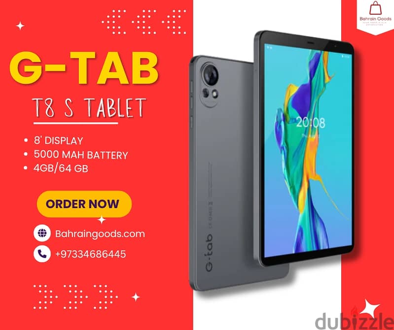 G-tab T8s 64GB Tablet | 8 Inches Screen | Android 14.0 4GB 0