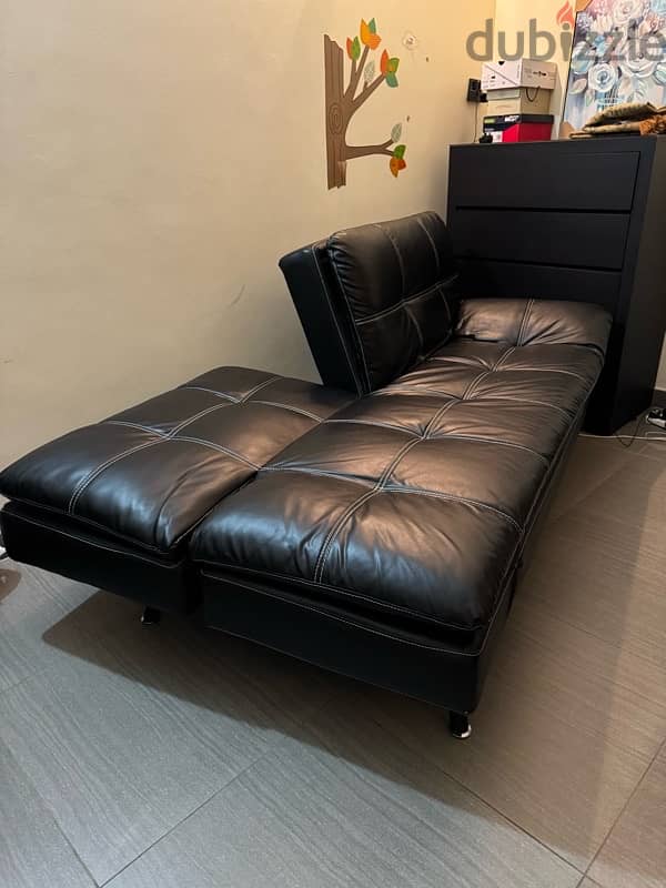 sofa cum bed leather-   home center 1