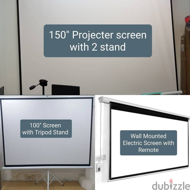 New BoxPack Projector Screen 60",80",120",150" Tripod Stand/Wal Mount 2