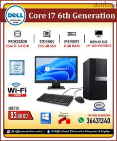 DELL Core i7 6th Generation Computer (Free WIFI) LED Monitor 8GB RAM 0