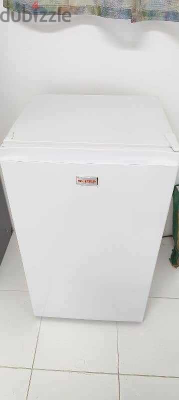 sparingly used multiple purpose Glass round table & Single Door fridge 2