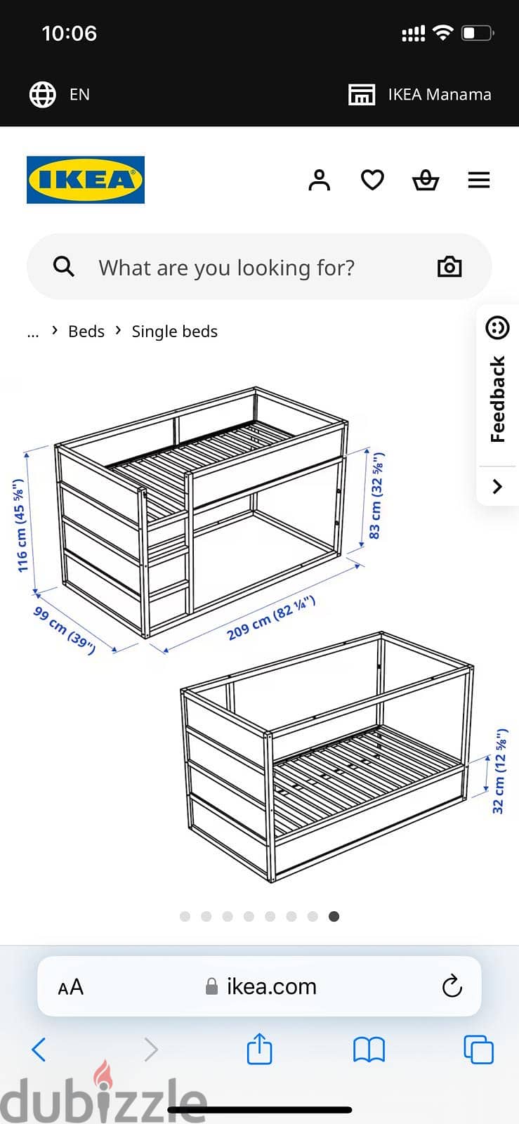 Ikea Reversible kids bunk bed with 2 Ikea mattresses 4