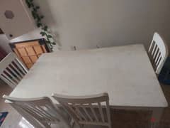 dining table with 4 chair white colour 0