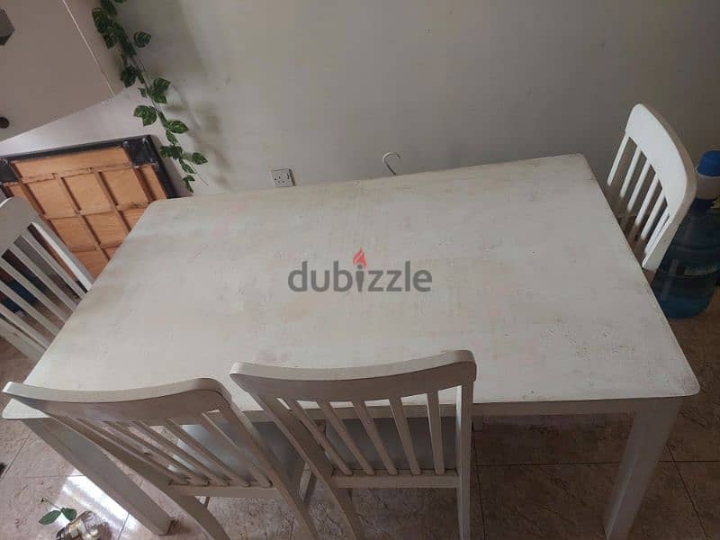 dining table with 4 chair white colour 1