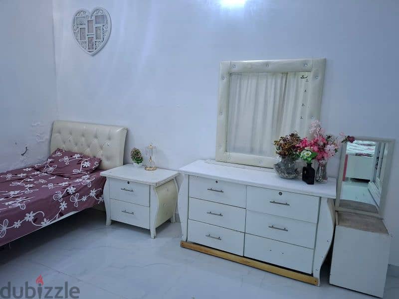 furniture set: 2 beds, 1 side table, a closet, and a dressing table 0