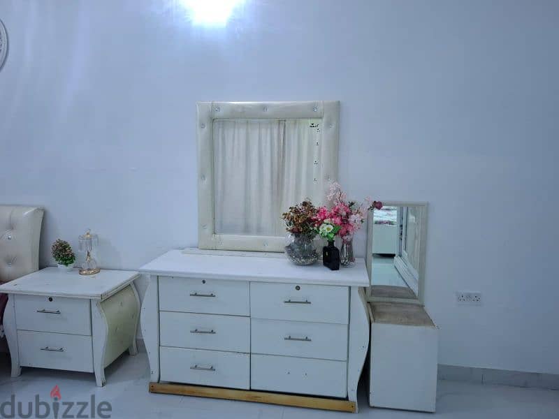 furniture set: 2 beds, 1 side table, a closet, and a dressing table 1