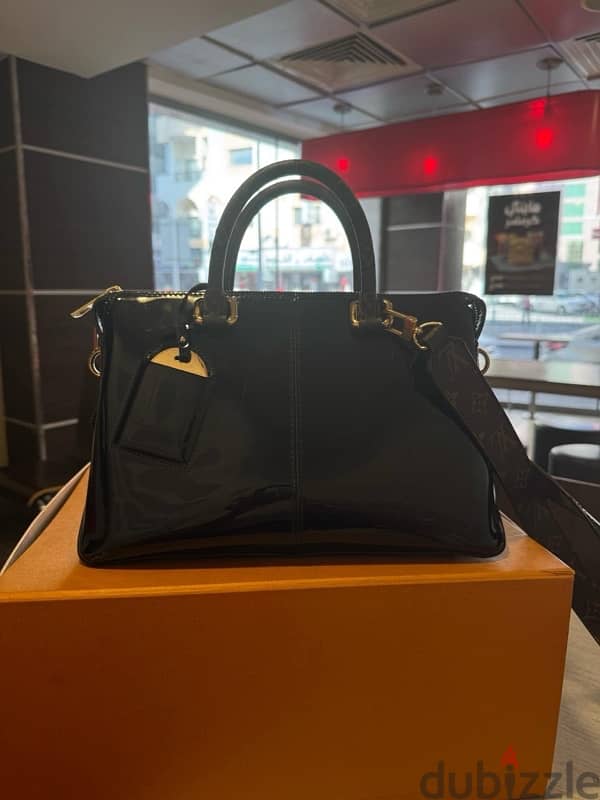 Pre Loved Louis Vitton Patent Calfskin Black Miroir Tote 0