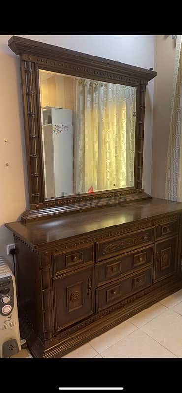 Bed frame , brown ,dresser with mirror 0