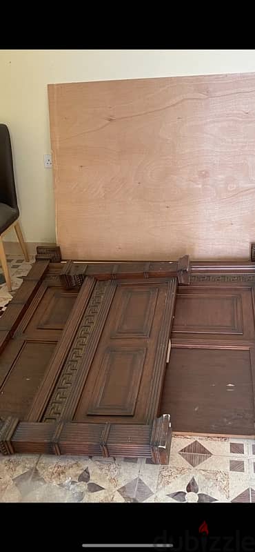 Bed frame , brown ,dresser with mirror 2