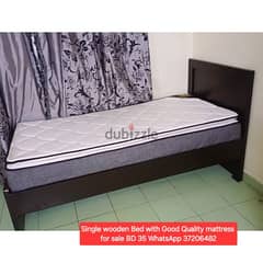 Single Wooden bed with heigh quality mattress & other items for sale 0