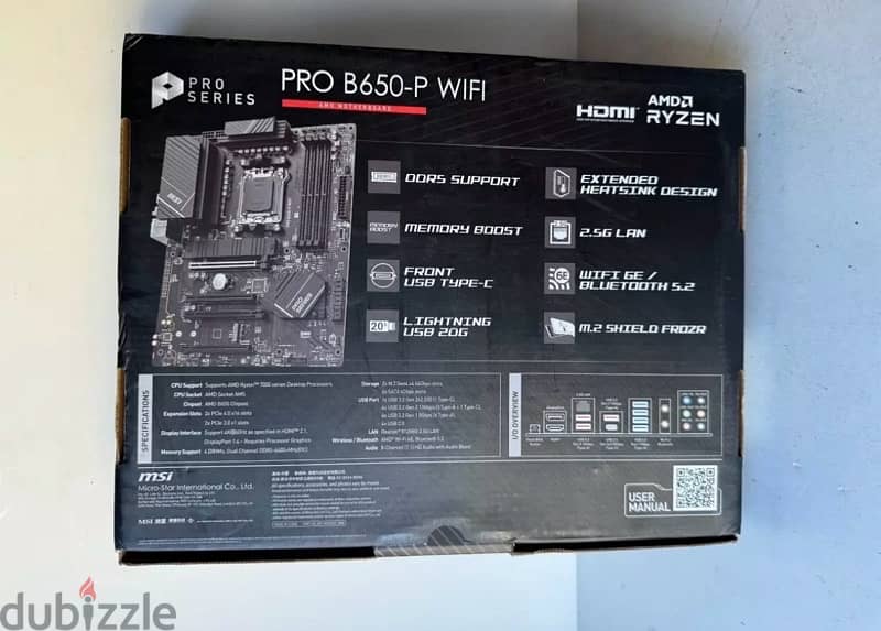 MSI PRO B650-P WIFI ATX AM5 Motherboard Open Box 1