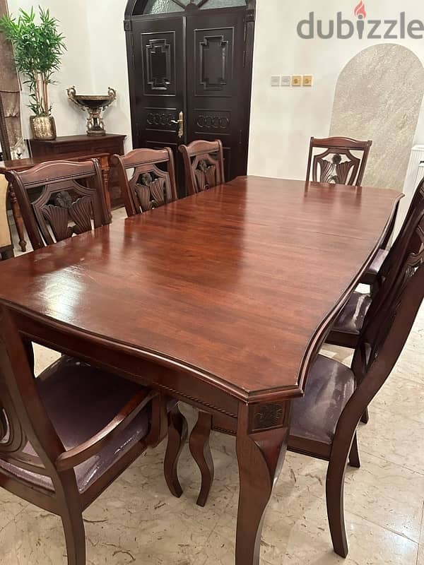 L shape sofa like new and dining table with 8 chairs 9