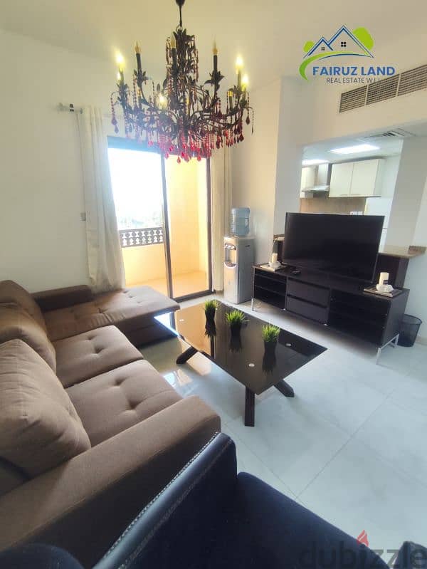 furnished flat one room & hall @ amwaj 320 bd includes ewa 35647813 5