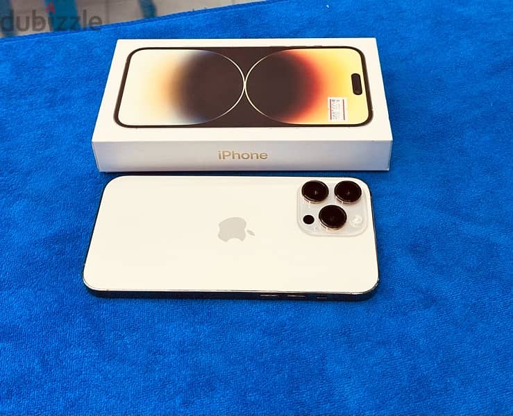 iPhone 14 Pro Max gold 128 gb very good condition same brand new batte 0