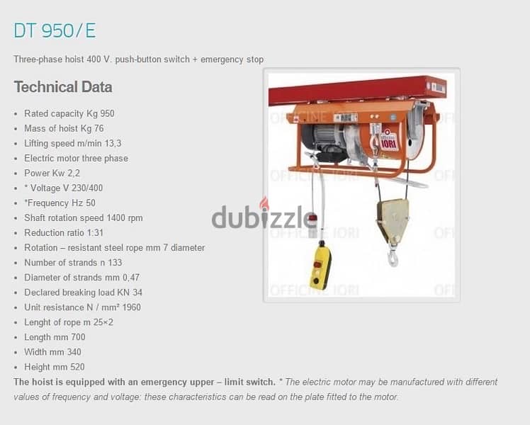 HOIST DT950/E 0