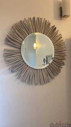 Rustic Handmade Driftwood Sunburst Wall Mirror 0