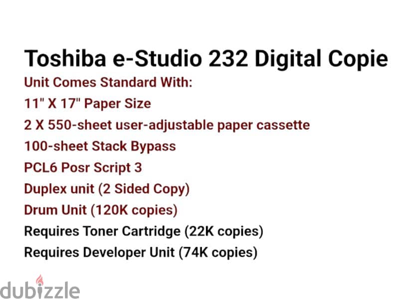 Toshiba e-Studio 232 Digital Copie  - 750 BD ONLY 1