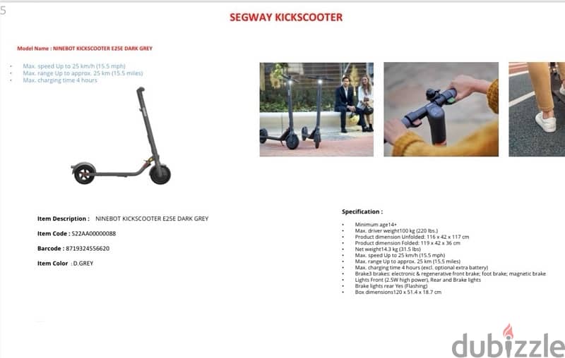 Electric Scooter Segwayninebot e25e 0