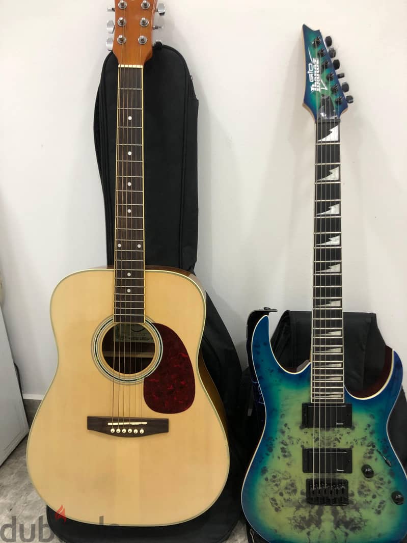 selling 2 guitar urgent IBANEZ GRG221 PA , LAZER CUSTOM MADE ACOUSTIC 3