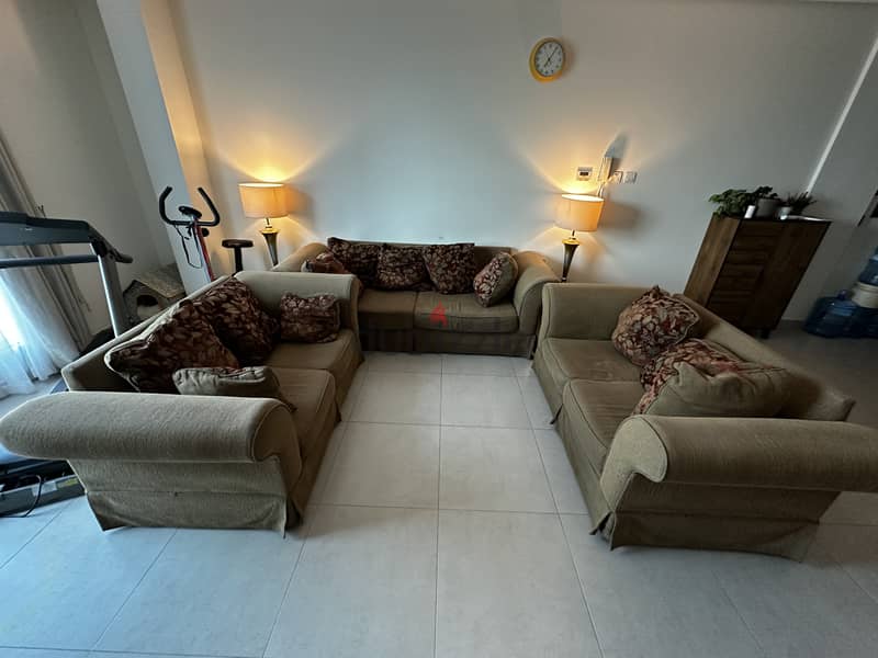 Sofa (7 Seater) with Coffee Table (1big+2small) with Side Lamps 0