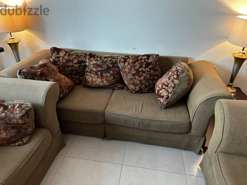 Sofa (7 Seater) with Coffee Table (1big+2small) with Side Lamps 3