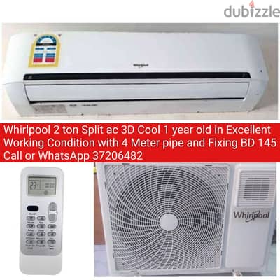 Whirlpool 2 ton Split ac and other items for sale with Delivery