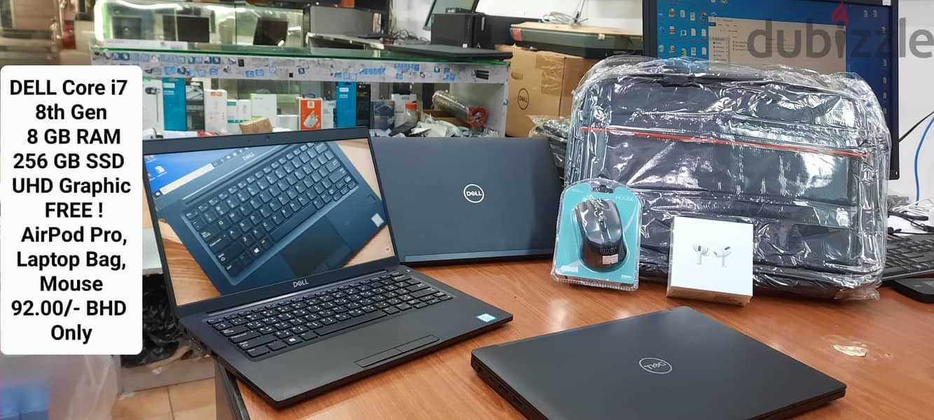 DELL Core I7 8th Gen Intel UHD Graphic 8GB FREE AirPod Pro,Laptop Bag, 1