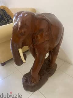 solid wooden elephant antic for house or garden 0